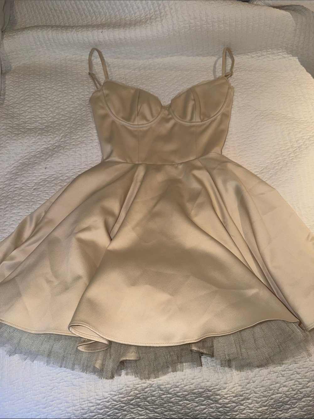 House of CB Minimoiselle Bustier Stretch Satin Minidress Champagne Mini Dress